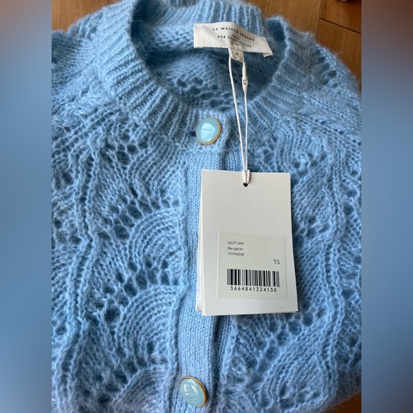 NWT Sezane Gilet Sam Elegant Blue Women's Sweater Small S